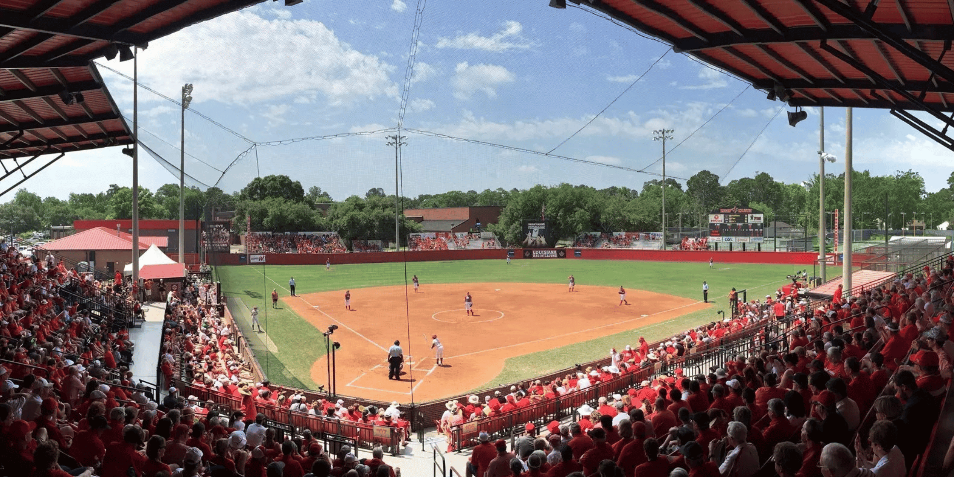 Custom stadium backstop netting used for Louisiana Ragin Cajuns softball team